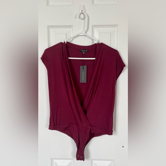NWT Dynamite Short Sleeve Wrap Body Suit - Picture 1 of 4